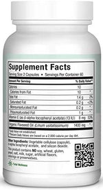 Maxi Health vegetarian flaxseed oil capsules supplement facts and organic cold pressed label