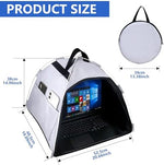 Collapsible travel laptop tent with built-in smartphone and power bank organizer pockets