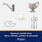 Before and after demonstration using Wright's silver cleaner on tarnished pewter