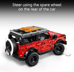 Detailed view of the LEGO Technic Ford Bronco suspension system and axles