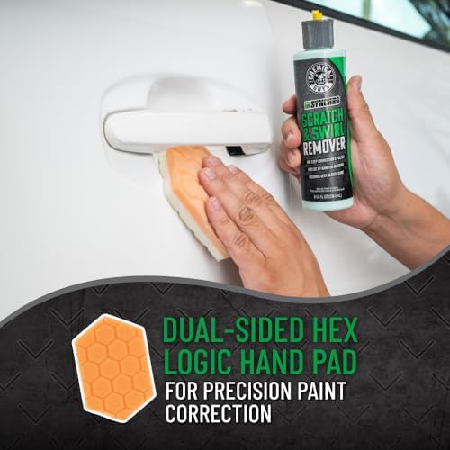 Adaptive micro abrasive scratch remover compound applied on the specialized foam hand polishing applicator.