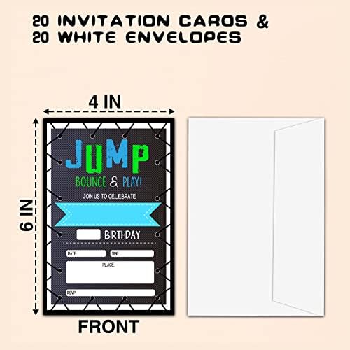 CLIRBE bounce house theme birthday invites pack with twenty cards and twenty envelopes