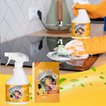 Before and after cleaning results of kitchen oil cleaning spray on ceramic wall tiles