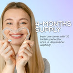 Venus Visage peppermint flavored tablets being paired with a modern dental appliance ultrasonic cleaning pod