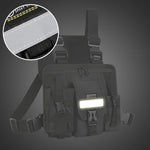 Close up view of the high visibility reflective safety strip on the LUITON radio shoulder harness.