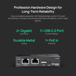 Rear view of the fanless metal casing of the OC220 controller highlighting its compact desktop mount design.