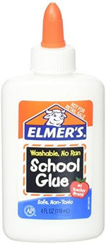 Close up of Elmer's washable liquid school glue cap and label