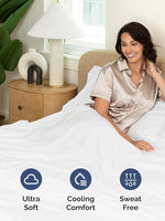 Side view of deep pocket fitting an 18 to 24 inch mattress