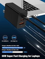 Hzevn multi-port power adapter with foldable plugs shown in a compact travel orientation.
