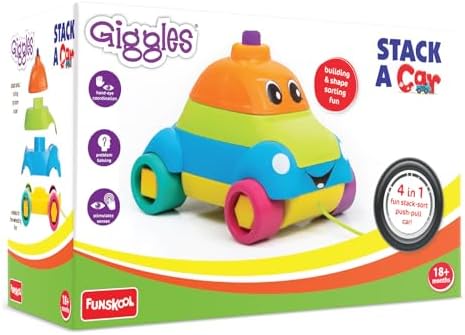 Giggles - Stack A Car, 2 in 1 Pull Along Toy, Walking, Shape Sorting, Pretend Play, 12 Months & Above, Infant and Preschool Toys, Multicolour - Image 8