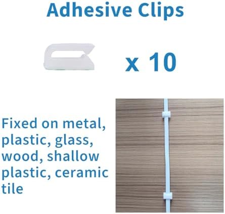 DIANMU white extension wire flat design layout next to included wall mounting clips.