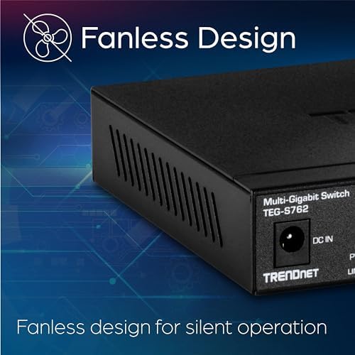 TRENDnet fanless silent operation 60Gbps switching capacity hardware close up