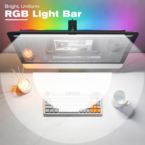 Samphon dual light screen lamp demonstrating the asymmetric glare free angle on a monitor