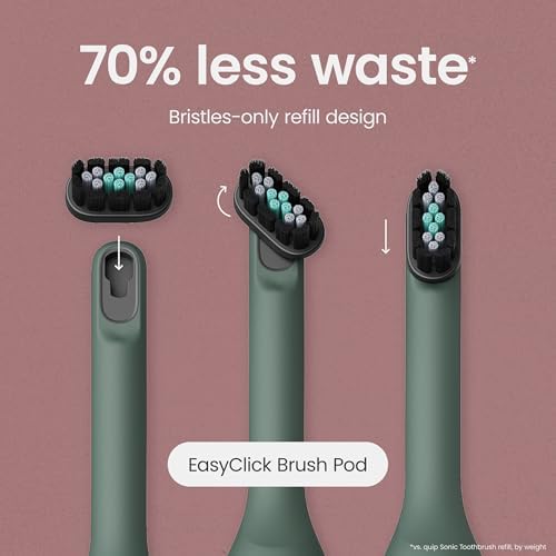 Side view of the water-resistant seamless silicone handle of the Quip Ultra smart toothbrush.