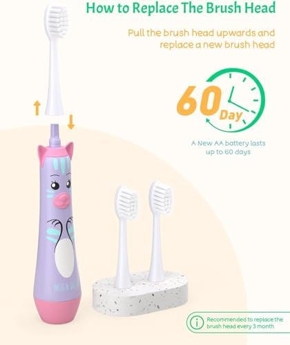 NELL&WELL kids sonic toothbrush packaging with BPA-free and waterproof icons