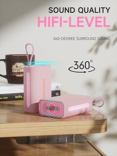 Speaker, Portable Wireless Bluetooth Speakers, Waterproof Loud Stereo Sound with RGB Lights TWS Paire Long Playtime for Home/Party/Outdoor, Electronic Gadgets(1PCS, Pink) - Image 4