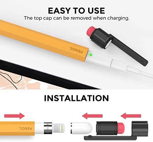 Anti roll yellow silicone protective cover designed specifically for the first generation iPad stylus.