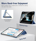 TiMOVO multi angle folio case configured as an upright hands free movie viewing stand