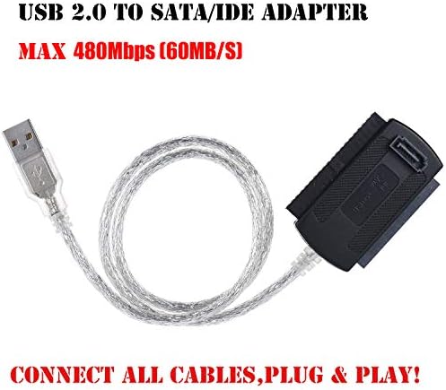 Warmstor hard drive adapter cable kit laid out with the included external AC power supply