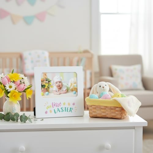 Kate and Milo spring nursery decor frame arranged beautifully on a white tabletop