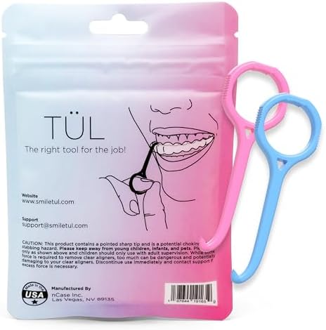 Side profile of the medical grade plastic hook engineered for safe and hygienic Invisalign removal.