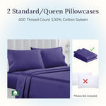 Pack of two dark purple California Design Den pillow covers styled on a bed