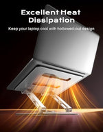 RIWUCT stable office laptop elevator with non slip silicone pads holding a premium notebook securely