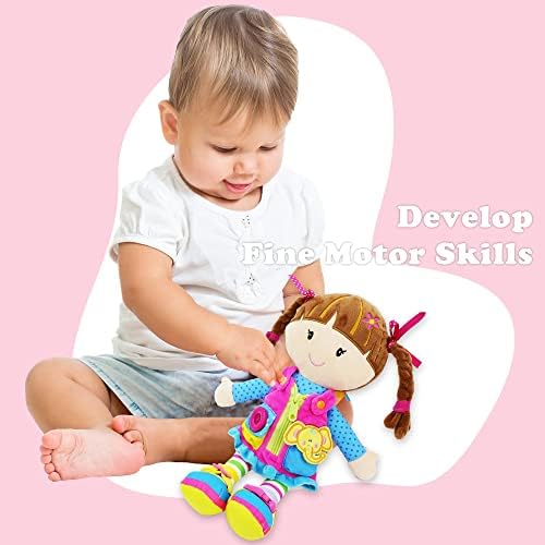 Side profile of June Garden Dressy Friends Belle Montessori soft toy