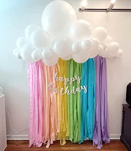 Full set of eight individual pastel color crepe paper rolls arranged neatly to show the assorted wedding color palette.