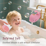 PandaEar toddler safety product installed on a standard metal bath fixture