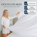 Lane Linen 100 percent organic cotton white queen size flat sheet neatly folded