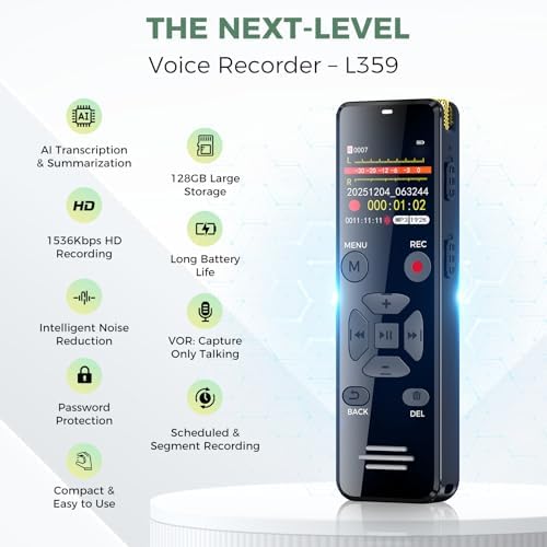 YIVIDA portable tape recorder displaying the AI app user interface with automated meeting summaries and visual mind maps.