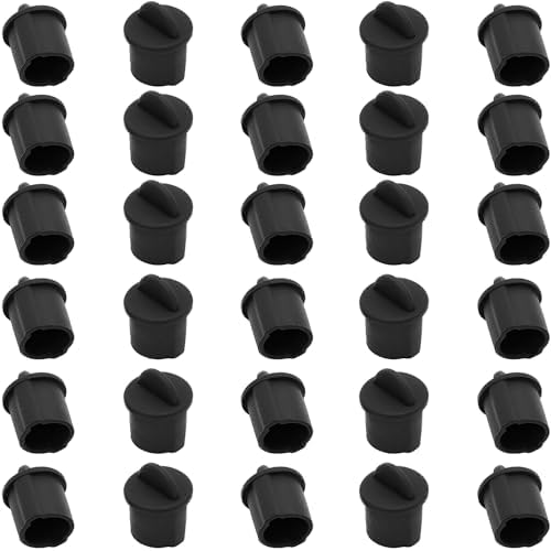 Set of 30 black silicone BNC dust stopper plugs