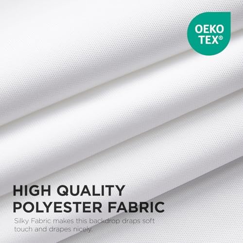 Close up view of the four inch rod pocket stitching on the Joydeco white polyester background drapes