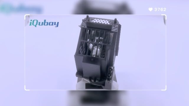 Perspective view of the iQubay 915B403001 lamp housing assembly highlighting the sturdy handle for safe insertion.