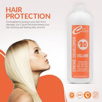 Close up of 20 volume developer label for hair coloring