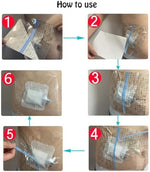 Close up of 10 x 12 centimeter waterproof dressing for ileostomy care.