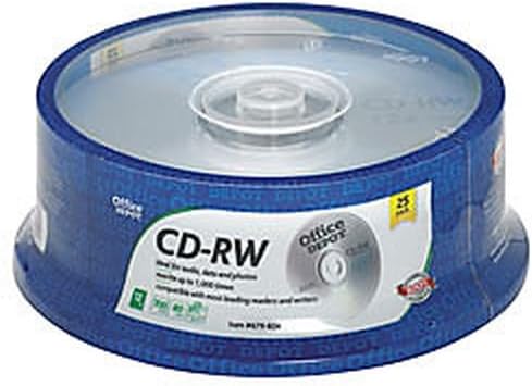 Office Depot CD-RW Rewritable Media Spindle front view blank media