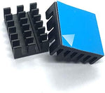 Six pack of anodized black aluminum cooling pieces for microcontrollers