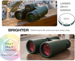 Hontry imported travel and safari binoculars showing the complete optical lens multi-coating.