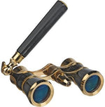 Piashow LaScala Optics Iolanta white and gold theater binoculars front view with extended handle