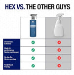 HEX Performance non toxic anti odor spray bottle angled view