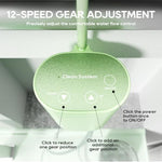 Rechargeable GNEGKLEAN enema device showing the 18-speed digital flow control interface.