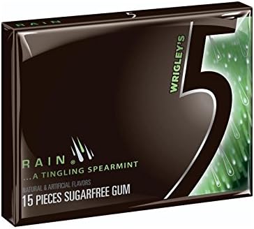 Wrigley's, Rain Spearmint 5 Gum Sugarfree Chewing Gum Pieces Per Package, 15 Count - Image 1