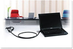 Kensington desk mount security anchor point showing the built-in slot mechanism.