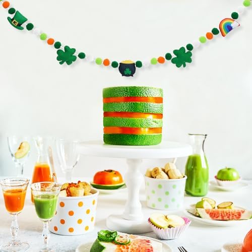 Eco friendly felt holiday garland stretched out to show total length