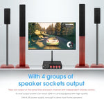 Douk Audio M4 audio power amplifier connected with home theater passive speakers setup
