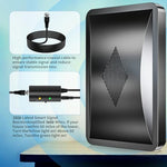 Side profile of the thin profile Qellaff indoor digital antenna mounted against a wall.