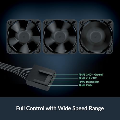 Arctic 40x40x28 millimeter server fan side angle view showing thick structural frame