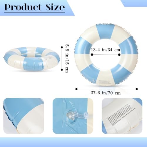 Blue and white striped swimming ring for pool parties